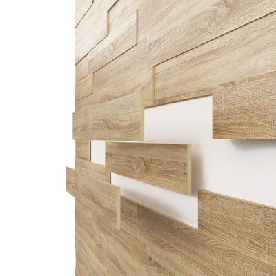 MCW Insulation Cre8 Reclaimed 3D Wood Wall Panels, Oak Natural - Modern ...
