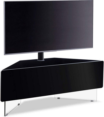 MDA Designs Antares HYBRID Black Corner-Friendly with Remote-Friendly Door TV Cabinet with Mounting Bracket