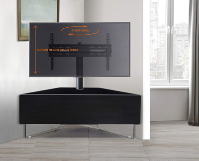 MDA Designs Antares HYBRID Black Corner-Friendly with Remote-Friendly Door TV Cabinet with Mounting Bracket