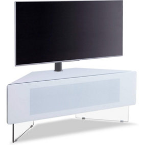 MDA Designs Antares HYBRID White Corner-Friendly Hover Effect and Remote-Friendly Door TV Cabinet with Mounting Bracket