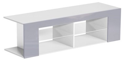 MDA Designs Carinna White Grey TV Cabinet for Flat TV Screens of up to 65" Entertainment Unit with Built-in LED Lights
