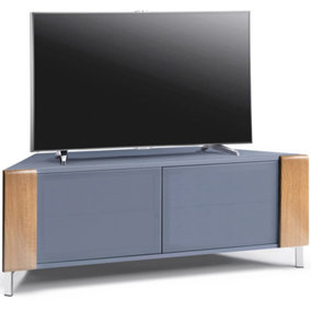 MDA Designs CORVUS Corner-Friendly Grey Oak BeamThru Doors TV Cabinet for Flat Screen TVs up to 50"