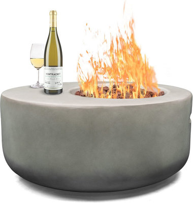 MDA Designs ECHO Light Grey Lavish Garden and Patio Fire Pit with Eco-Stone Finish