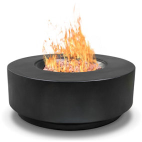 MDA Designs FUSION Light Black Lavish Garden and Patio Fire Pit with Eco-Stone Finish - Fully Assembled