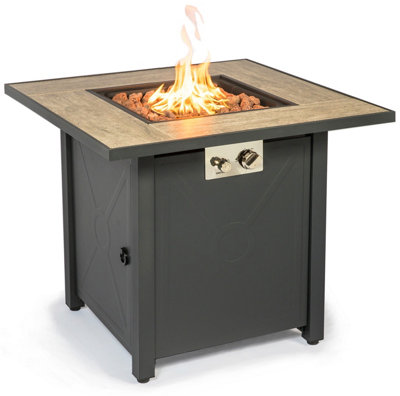 MDA Designs KAMAR Stylish Metal Frame Garden and Patio Ceramic Tabletop Fire Pit