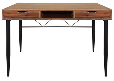 MDA Designs Kenora Home Office Study Ergonomic Desk Table Workstation with Drawers Walnut Black