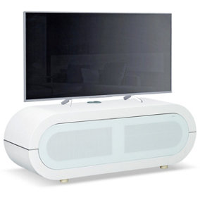 MDA Designs Lacerta White with BeamThru Remote-Friendly Glass Door for Flat Screen TVs up to 55" TV Cabinet