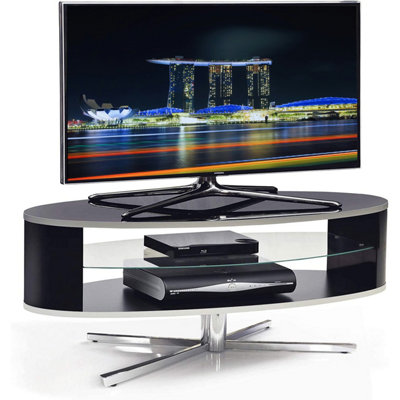 MDA Designs Orbit 1100 Gloss Black TV Stand with Gloss Black Elliptic Sides for Flat Screen TVs up to 55"