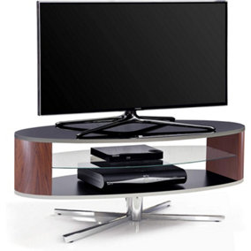 MDA Designs Orbit 1100BWA Gloss Black TV Stand with Walnut Elliptic Sides for Flat Screen TVs up to 55"
