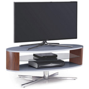MDA Designs Orbit Grey TV Stand with Walnut Elliptic Sides for Flat Screen TVs up to 55"