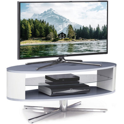 MDA Designs Orbit Grey TV Stand with White Elliptic Sides for Flat Screen TVs up to 55"