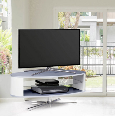 MDA Designs Orbit Grey TV Stand with White Elliptic Sides for Flat Screen TVs up to 55"