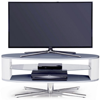 MDA Designs Orbit Grey TV Stand with White Elliptic Sides for Flat Screen TVs up to 55"