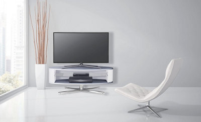 MDA Designs Orbit Grey TV Stand with White Elliptic Sides for Flat Screen TVs up to 55"