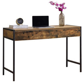 MDA Designs Orillia Home Office Study Ergonomic Desk Table Workstation with Twin Drawers Nutmeg Black