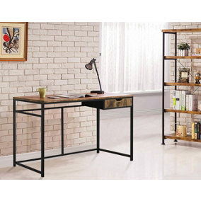 MDA Designs Ottawa Home Office Study Ergonomic Desk Table Workstation with Drawer Nutmeg Black
