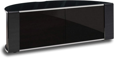MDA Designs Sirius 1200 Black Remote Friendly Beam Thru Glass Door up to 55" LCD/Plasma/LED Cabinet TV Stand