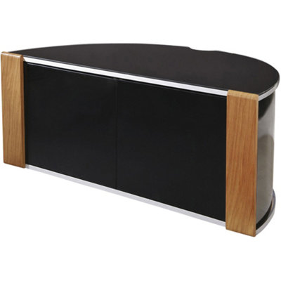 MDA Designs Sirius 1200 Black with Remote Friendly Beam Thru Glass Door Walnut Oak Trims up