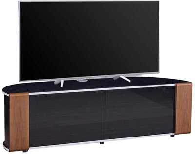 MDA Designs Sirius 1600 Black with BeamThru Remote-Friendly Walnut Oak Interchangeable Trims for Flat Screen TVs up to 70"