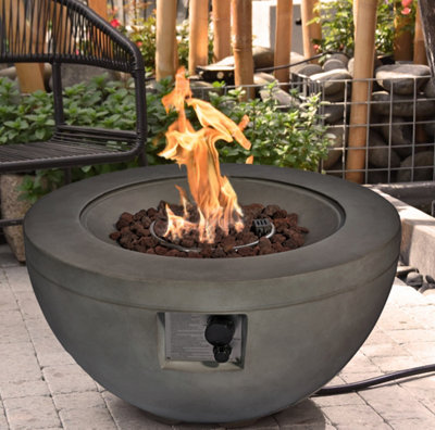 MDA Designs TABITI Dark Grey Lavish Garden and Patio Fire Pit with Eco-Stone Finish