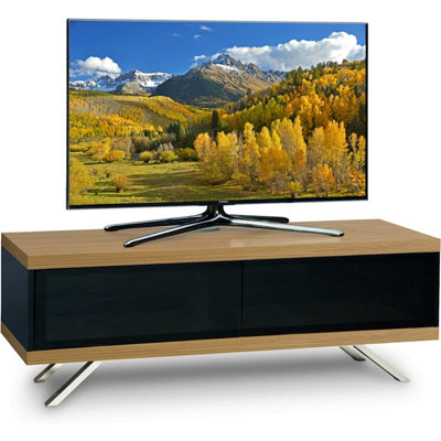 MDA Designs TUCANA 1200 HYBRID BLACK OAK Beam Thru Remote-Friendly up to 60" Flat Screen TV Cabinet