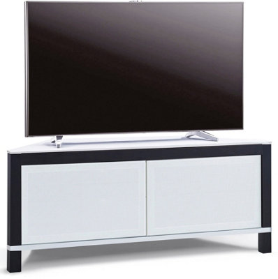 MDA Designs VOLANS Tru-Corner Remote Friendly Doors Black/White Reversible Panel LCD/Plasma/LED TV up to 42" Corner TV Cabinet