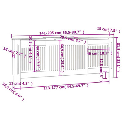 MDF Radiator Cover White 205 cm - 8