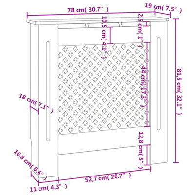 MDF Radiator Cover White 78 cm - 7
