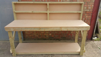 MDF top workbench (H-90cm, D-70cm, L-240cm) with back panel