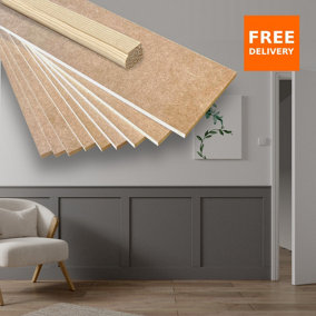 MDF Wall panel kit with top trim for panelling 90x9mm (2.4m slats)