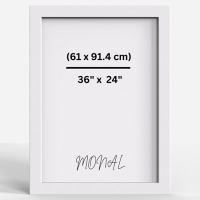 MDF Wood Photo Frame Shatterproof Plexiglass Modern Design - 36" x 24" (61 x 91.4 cm) - White
