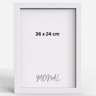 MDF Wood Photo Frame Shatterproof Plexiglass Modern Design - 36 x 24 cm - White