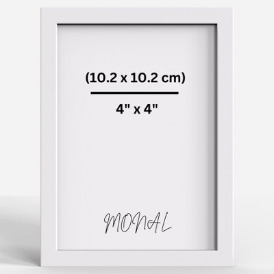 MDF Wood Photo Frame Shatterproof Plexiglass Modern Design - 4" x 4" (10.2 x 10.2 cm) - White
