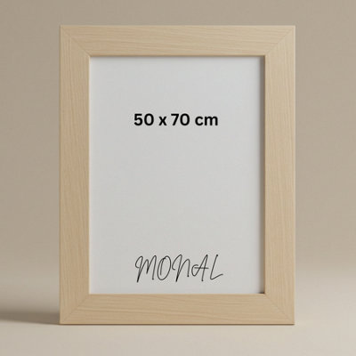 MDF Wood Photo Frame Shatterproof Plexiglass Modern Design - 50 x 70 cm - Oak