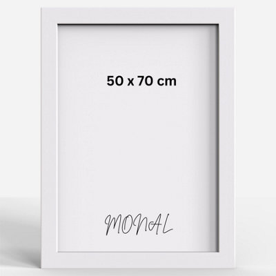 MDF Wood Photo Frame Shatterproof Plexiglass Modern Design - 50 x 70 cm - White