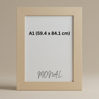 MDF Wood Photo Frame Shatterproof Plexiglass Modern Design - A1 (59.4 x 84.1 cm) - Oak
