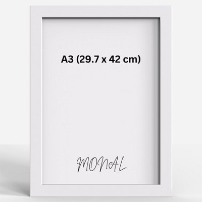 MDF Wood Photo Frame Shatterproof Plexiglass Modern Design - A3 (29.7 x 42 cm) - White