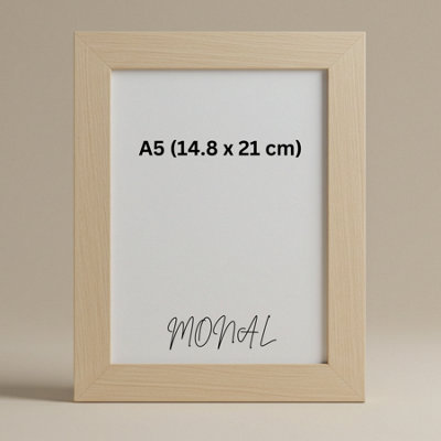 MDF Wood Photo Frame Shatterproof Plexiglass Modern Design - A5 (14.8 x 21 cm) - Oak
