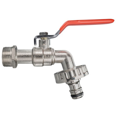 mdpe 25mm compression wallplate with lever tap and clock-lock universal hose connection - 3