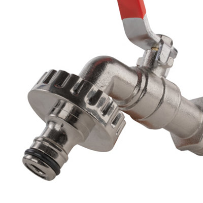 mdpe 25mm compression wallplate with lever tap and clock-lock universal hose connection - 4