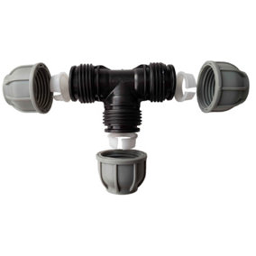 mdpe tee compression connectors /fittings for mdpe water/irrigation pipe  25mm