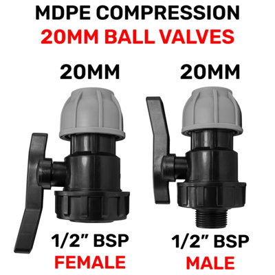 MDPE Water Pipe valves Compression-Male/Female bsp Thread (20mm Compression - 1/2" bsp male) - 4