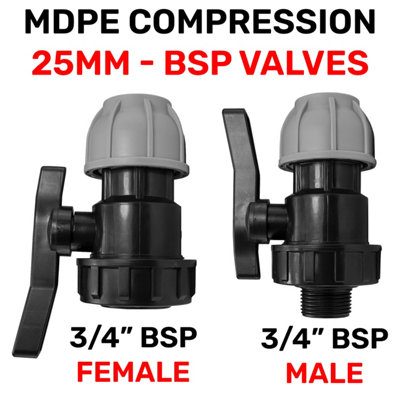 MDPE Water Pipe valves Compression-Male/Female bsp Thread (25mm Compression - 3/4" bsp Female) - 5