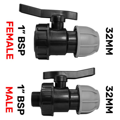 MDPE Water Pipe valves Compression-Male/Female bsp Thread (32mm Compression - 1" bsp Female) - 4