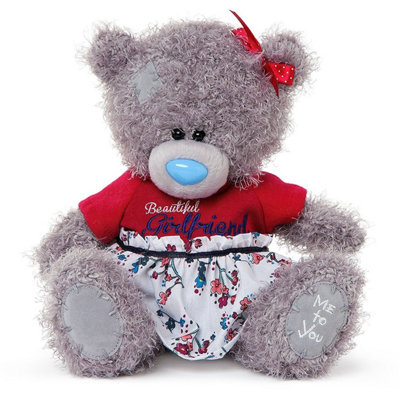 Me to You 6-inch Tatty Teddy Bear Wearing a Cute Girlfriend T-Shirt (Grey