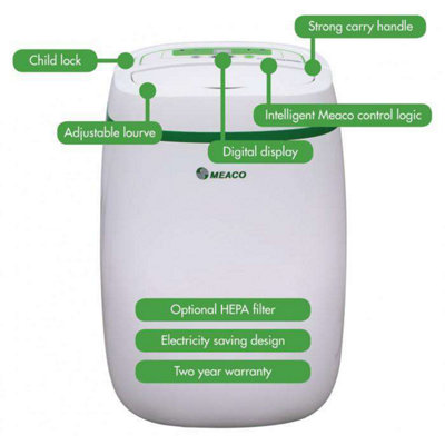 Meaco 12L Low Energy Dehumidifier and Air Purifier - 8