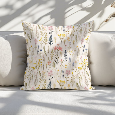 Meadow Florals Printed Faux Suede Cushion 45cm x 45cm
