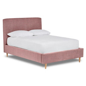 Meadow Modern Fabric Bed Base Only 4FT Small Double- Marlow Dusty Pink