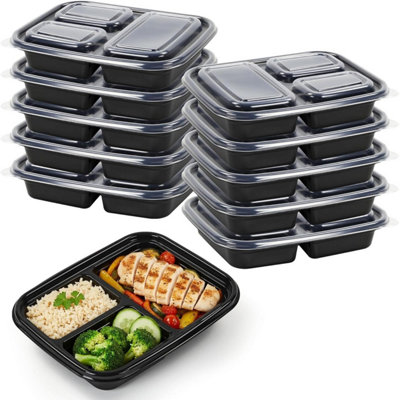 Alpha Designs Meal Prep Containers 3 Pack With Bento Tray & Lid - BPA Free