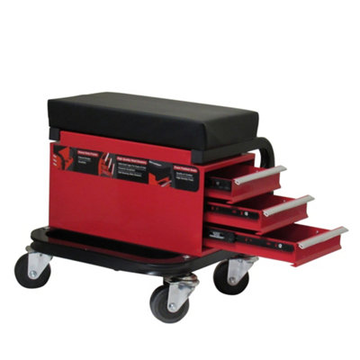 Mechanic Creeper Seat Workshop Trolley With Drawers (Padded Garage Work ...
